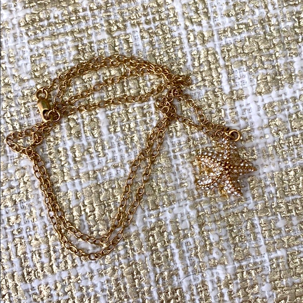 JCrew beautiful rhinestone starfish long necklace